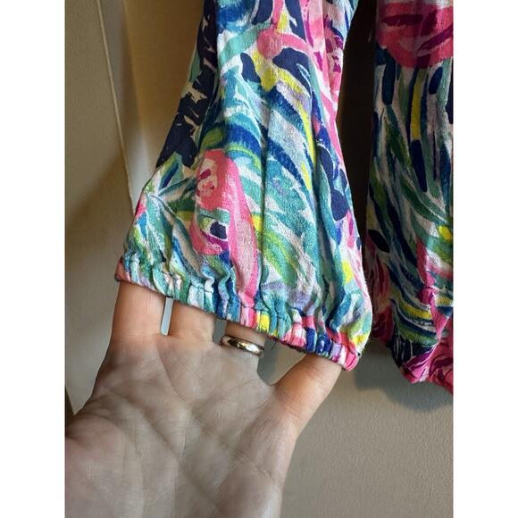 Lilly Pulitzer Top Button Front Elsa in Flamenco Beach Flamingo Print Size XS - Picture 6 of 10